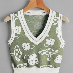 Green and white Mushroom vest